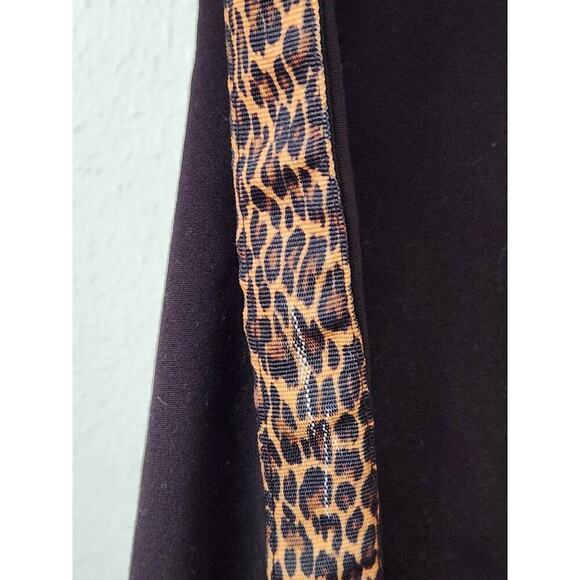 Zara Basic black leopard print ankle‎ pants women M tuxedo style tapered - Picture 4 of 6